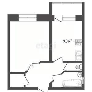 1-к квартира, вторичка, 52м2, 2/10 этаж